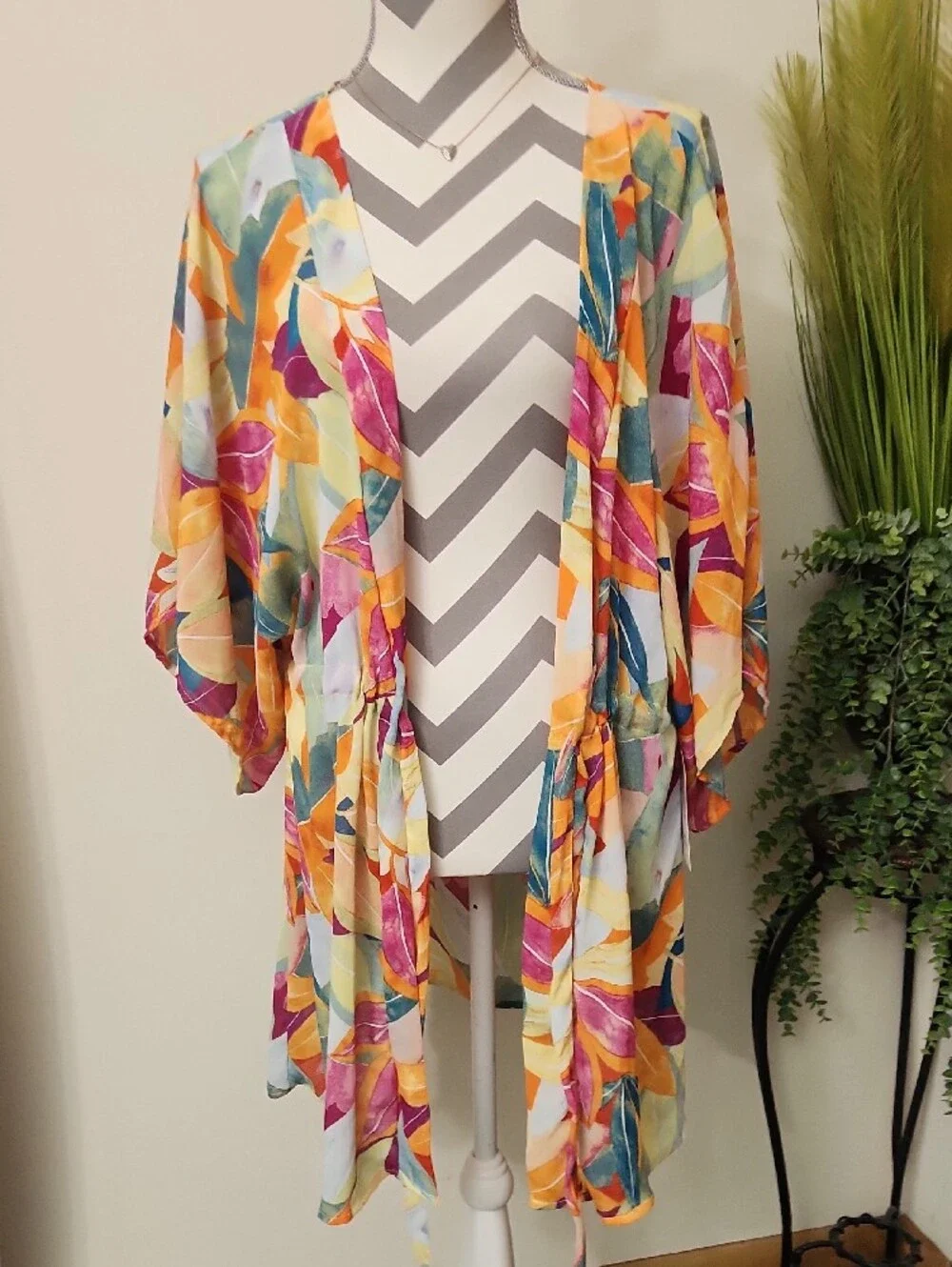 A New Day Multicolor Floral Tie-Waist Swim Cover Up